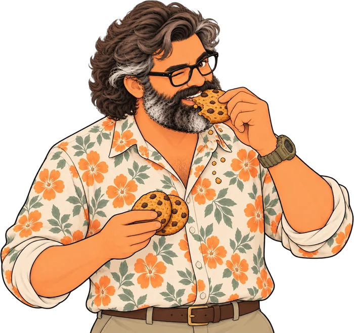 Ilustración de Juan comiéndose una galleta